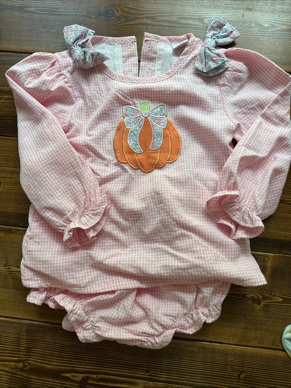 Stitchy Fish 3T Pumpkin Appliqué Girls' set